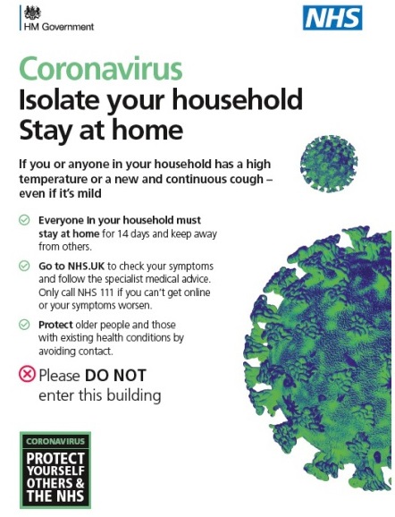 Coronavirus.  Isolate your household and stay safe